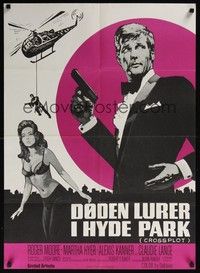 3x476 CROSSPLOT Danish '70 Roger Moore, Martha Hyer & Alexis Kanner in spy thriller!