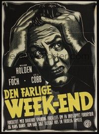 3x478 DARK PAST Danish '53 close-up artwork of distressed criminal William Holden!