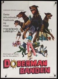3x482 DOBERMAN GANG Danish '72 artwork of scary dogs on the loose & sexy Julie Parrish!
