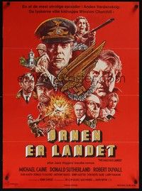 3x485 EAGLE HAS LANDED Danish '77 cool art of Michael Caine & Donald Sutherland in World War II!
