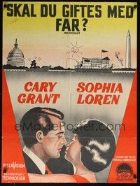 3x504 HOUSEBOAT linen Danish '58 romantic art of Cary Grant & Sophia Loren!