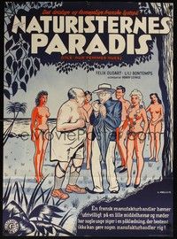 3x535 NAKED IN THE WIND Danish '54 Henri Lepage's L'ile aux femmes nues, art of nudist beach