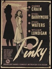 3x547 PINKY Danish '50 Elia Kazan directed, Jeanne Crain, cool different art!