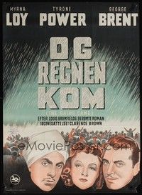 3x552 RAINS CAME Danish '52 Myrna Loy, Tyrone Power wearing turban, George Brent