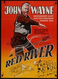 3x554 RED RIVER Danish R71 Montgomery Clift, Howard Hawks, great artwork of John Wayne!