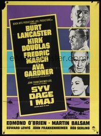 3x561 SEVEN DAYS IN MAY Danish '64 Burt Lancaster, Kirk Douglas, Fredric March & Ava Gardner!