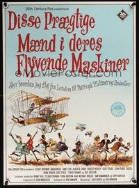 3x579 THOSE MAGNIFICENT MEN IN THEIR FLYING MACHINES Danish '65 great wacky art of early airplane!