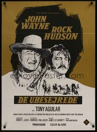 3x588 UNDEFEATED Danish '69 John Wayne & Rock Hudson rode where no one else dared!