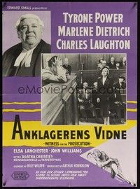 3x600 WITNESS FOR THE PROSECUTION Danish '58 Billy Wilder, Marlene Dietrich, Charles Laughton!