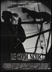 3x141 BLACK CAT French 23x32 R90s cool creepy image of Boris Karloff & cat's shadow!