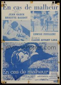 3x152 LOVE IS MY PROFESSION French 20x28 R60s Georges Simoneon's En Cas de Malheur, Brigitte Bardot