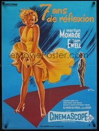 3x159 SEVEN YEAR ITCH French 23x32 R80s Billy Wilder, great sexy art of Marilyn Monroe by Grinsson