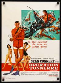 3x176 THUNDERBALL French 15x21 R70s art of Sean Connery as James Bond 007 by Robert McGinnis!
