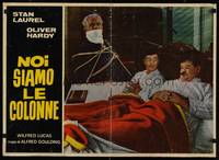 3x098 CHUMP AT OXFORD Italian photobusta R60s wacky image of Laurel & Hardy in bed!