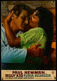 3x103 LEFT HANDED GUN Italian photobusta '58 great romantic image of Paul Newman & Lita Milan!
