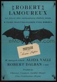 3x196 SIGNED, ARSENE LUPIN Polish 23x33 '59 strange artwork of bat by Freudenreich!