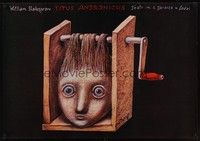 3x245 TITUS ANDRONICUS Polish 27x38 '87 spooky art of a head in a box with its hair on a crank!