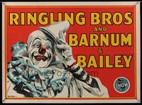 3y161 RINGLING BROS & BARNUM & BAILEY circus poster '40s great art of clown by Bill Bailey!