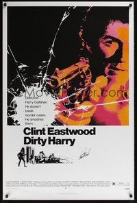 3y548 DIRTY HARRY repro signed commercial 1sh '71 by Clint Eastwood, great c/u art of Harry!