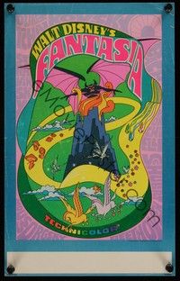 3y495 FANTASIA mini poster R70 cool psychedelic artwork, Disney musical cartoon classic!