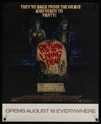 3y521 RETURN OF THE LIVING DEAD advance mini poster '85 art of punk rock zombies ready to party!