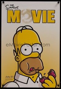3y524 SIMPSONS MOVIE style B mini poster '07 classic art of Homer Simpson w/donut!