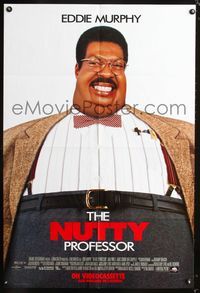 3y171 NUTTY PROFESSOR video 1sh '96 wacky image of Eddie Murphy as Professor Klump!