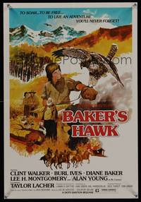 3y474 BAKER'S HAWK special poster '76 art of Lee Montgomery w/bird & Burl Ives by R. Alexander!