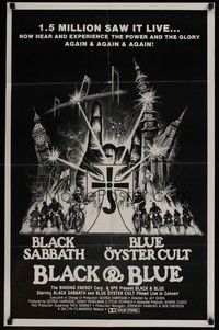 3y242 BLACK & BLUE special 22x35 '80 Black Sabbath & Blue Oyster Cult, cool heavy metal art!