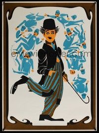 3y348 CHARLIE CHAPLIN commercial 20x28 '68 great artwork of the tramp & policemen by Havelock!