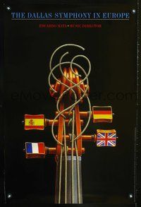 3y196 DALLAS SYMPHONY IN EUROPE music concert poster '80s cool string instrument art by Pietzsch!