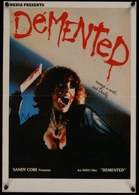 3y355 DEMENTED special 14x20 '80 great image of Sallee Young covered in blood, w/cleaver in hand!