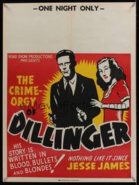 3y260 DILLINGER special poster R40s art of brutal gangster Lawrence Tierney & sexy Anne Jeffreys!