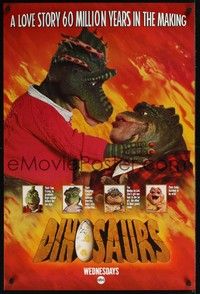 3y261 DINOSAURS TV special 24x36 '91 wacky spoof image of Gone with the Wind!