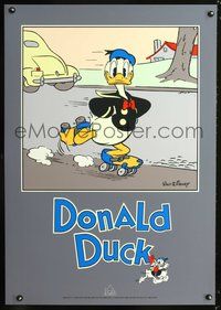 3y185 DONALD DUCK SKATING French/English special 28x40 '86 great art of Donald Duck!