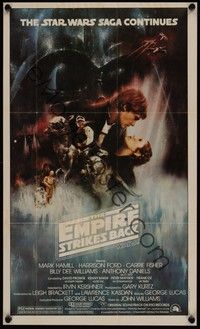 3y218 EMPIRE STRIKES BACK Topps poster '81 George Lucas sci-fi classic, cool art by Roger Kastel!