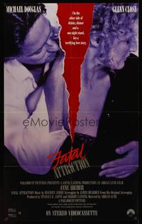 3y277 FATAL ATTRACTION video special poster '87 Michael Douglas, Glenn Close!