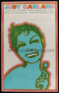 3y205 JUDY GARLAND LINCOLN CENTER special poster '68 great artwork of Judy by Seymour Chwast!