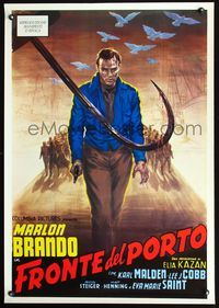3y304 ON THE WATERFRONT commercial poster '80s Marlon Brando, Ballester art!