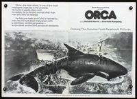 3y305 ORCA teaser special poster '77 cool art of The Killer Whale by John Berkey, NY Times!