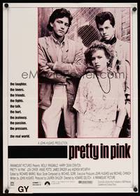 3y419 PRETTY IN PINK special poster '86 Molly Ringwald, Harry Dean Stanton & Jon Cryer!