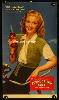 3y084 ROYAL CROWN COLA special poster '40s Joan Caulfield says RC tastes best!