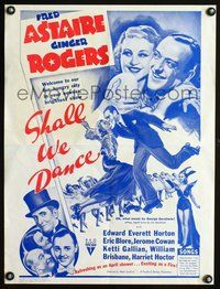 3y433 SHALL WE DANCE library poster R60s Fred Astaire & Ginger Rogers!