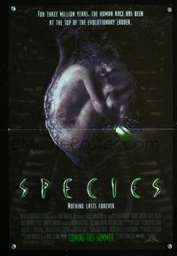 3y525 SPECIES special advance '95 creepy artwork of alien Natasha Henstridge in embryo sac!
