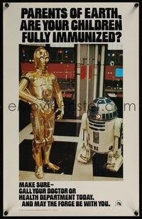 3y444 STAR WARS HEALTH DEPARTMENT POSTER special 14x22 '79 cool image of C3P0 and R2D2!