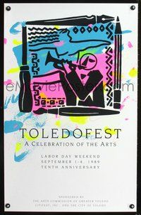 3y320 TOLEDOFEST special poster '89 cool artwork of trumpet player!