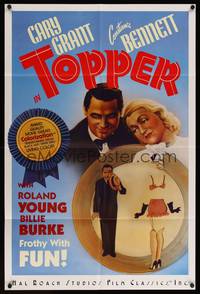 3y322 TOPPER video special poster R85 Constance Bennett, Cary Grant, Colorization!