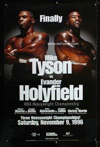 3y323 TYSON VS HOLYFIELD special poster '96 boxing, great image of Mike & Evander!