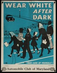 3y086 WEAR WHITE AFTER DARK special 17x22 '44 cool artwork of carolers crossing the road!
