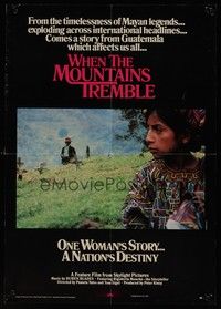 3y457 WHEN THE MOUNTAINS TREMBLE special 17x24 '83 Mayan documentary, Susan Sarandon!